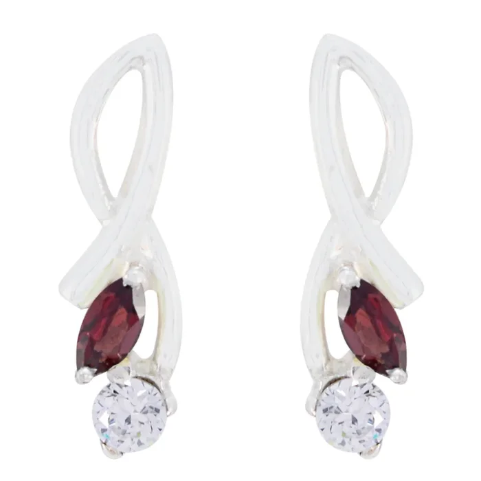 Garnet Russian Ana multiple Stud Red 925 Silver Earring
