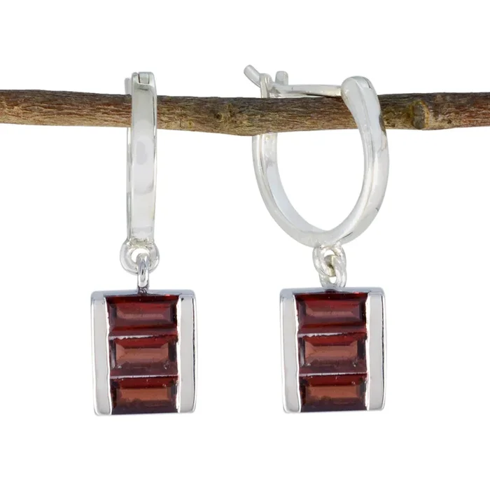 Garnet Spanish Eva multiple Dangle Red Silver Earring