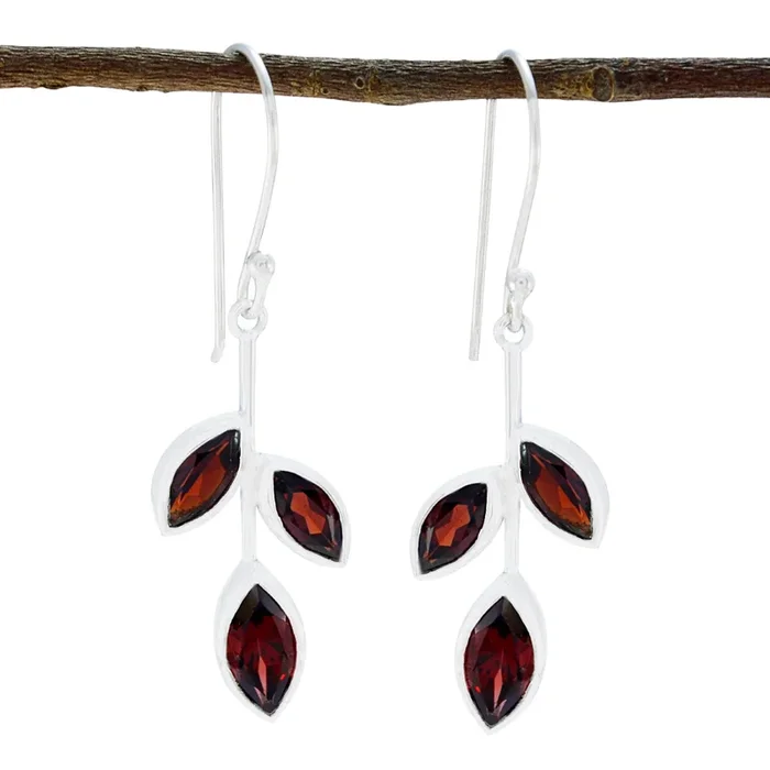 Garnet Spanish Gabriela multiple Dangle Red 92.5 Silver Earring