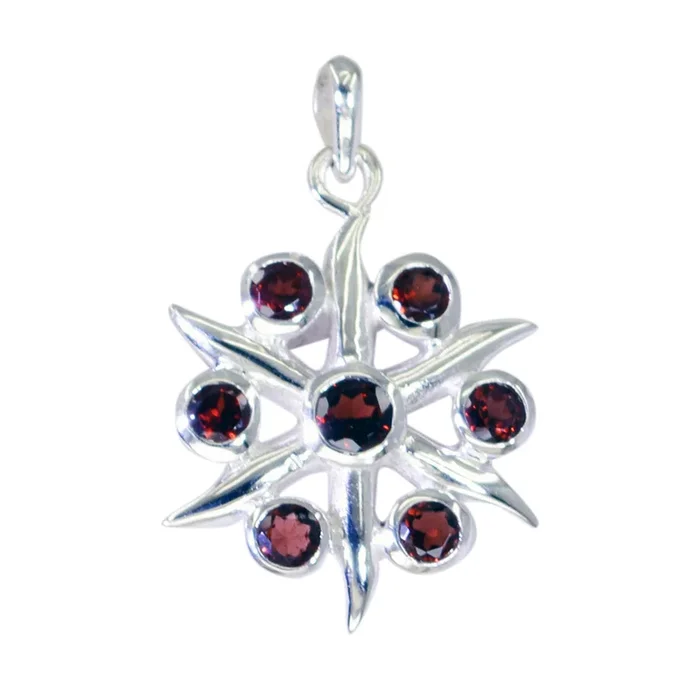 Garnet Tiny Moroccan Silver Hepta Lucia Luxurious Red Pendant Jewelry