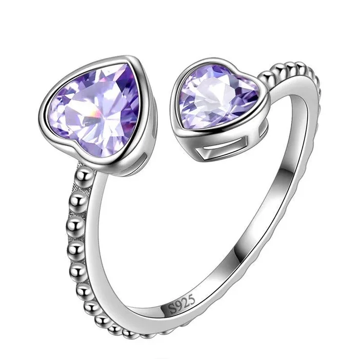Geburtsstein Juni Alexandrit Liebesherzen Ring Schmuck Frauen Mädchen Geburtstagsgeschenk