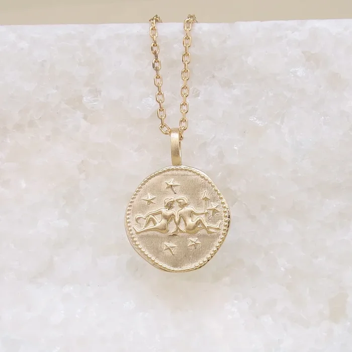 Gemini astro medal pendant to engrave gold-plated