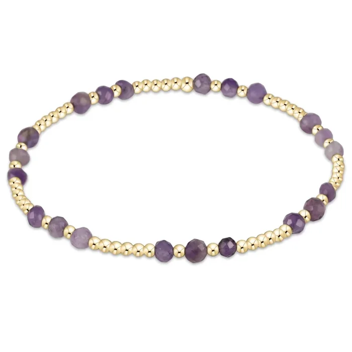 Gemstone Gold Joy Pattern 3mm Bead Bracelet – Amethyst