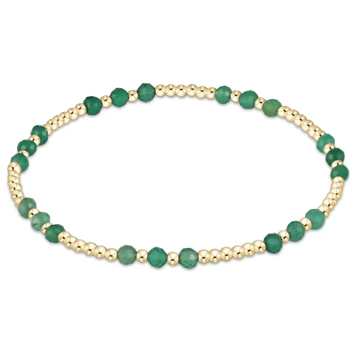 Gemstone Gold Joy Pattern 3mm Bead Bracelet – Green Onyx