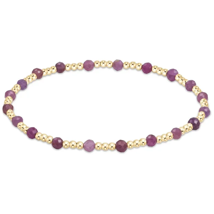 Gemstone Gold Sincerity Pattern 3mm Bead Bracelet – Ruby