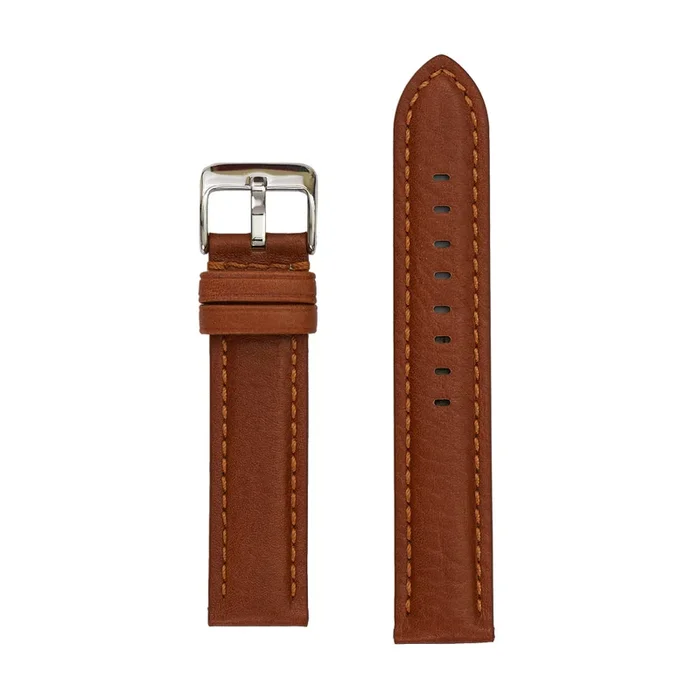 Genuine Bison Grained Leather Watch Band – Tan