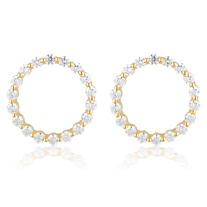 Georgini Gold Plated Sterling Silver Circle Of Life Large Stud Earrings