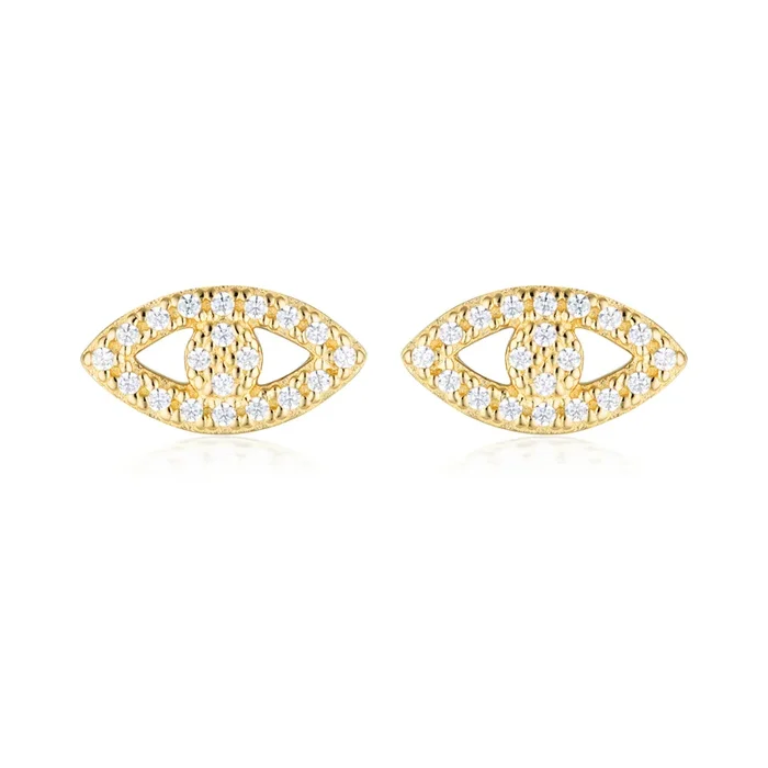 Georgini Rock Star Gold Plated Sterling Silver Evil Eye Stud Earrings