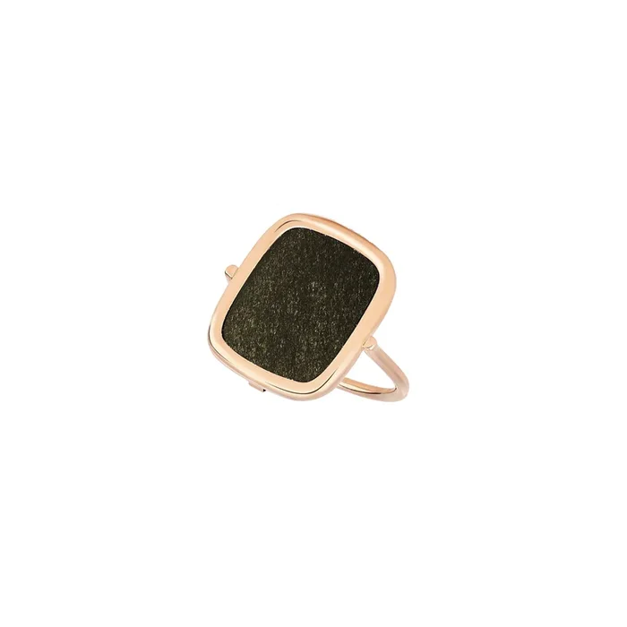 Ginette NY Antique Ring in rose gold and gold gilded obsidian – Lepage