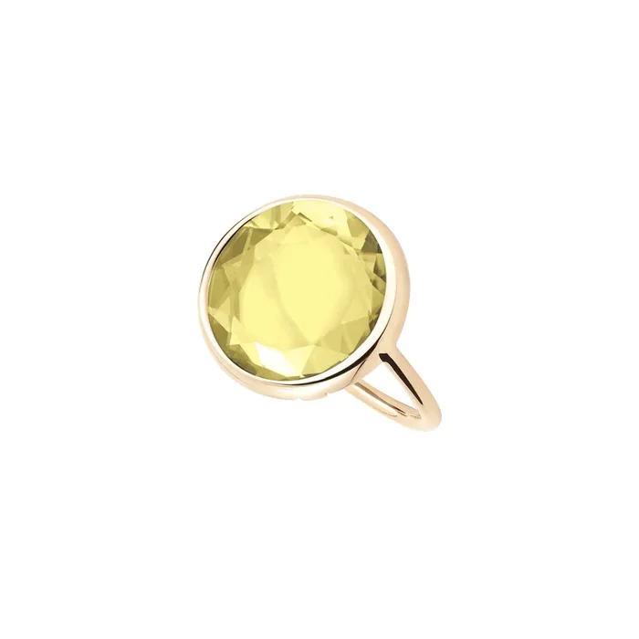 Ginette NY Cocktail Disc Ring in rose gold and lemon quartz | Lepage