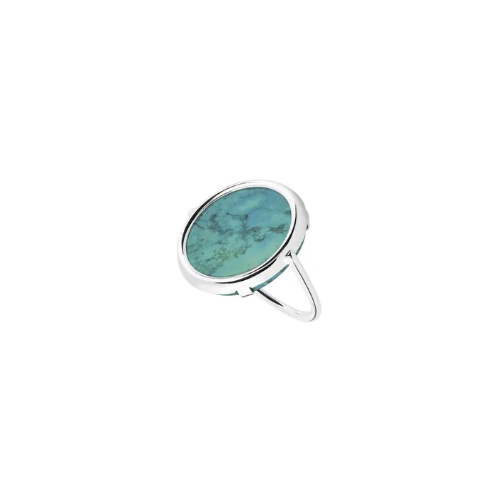 Ginette NY Disc Ring in White Gold and Turquoise – Lepage