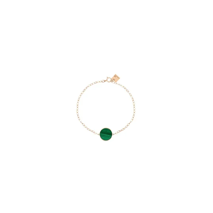 Ginette NY Ever Disc bracelet in pink gold malachite- Lepage