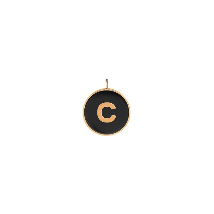 Ginette NY Initial Ever C medal in rose gold and onyx – Lepage