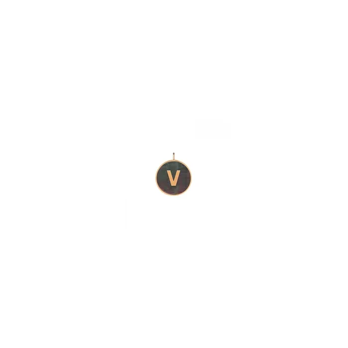 Ginette NY Initial Ever V medal rose gold black mother-of-pearl | LEPAGE