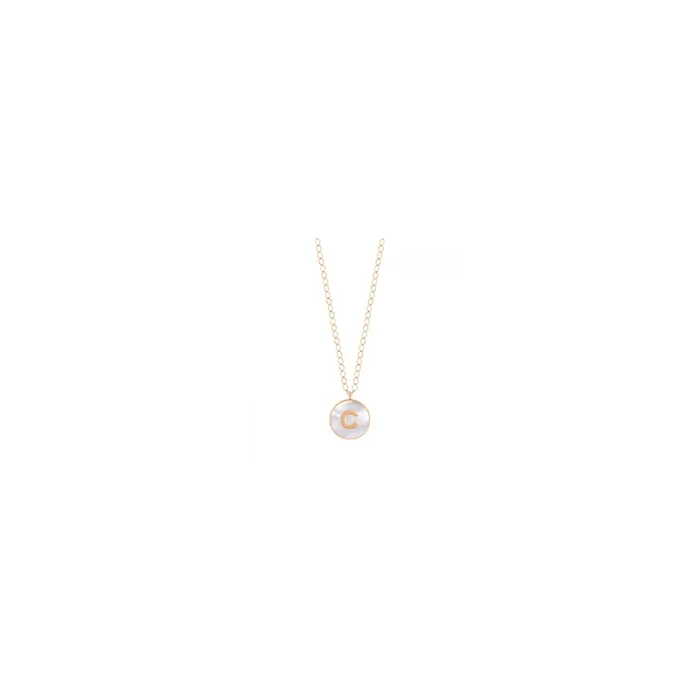 Ginette NY Jumbo Initial Ever C necklace rose gold white mother-of-pearl | LEPAGE
