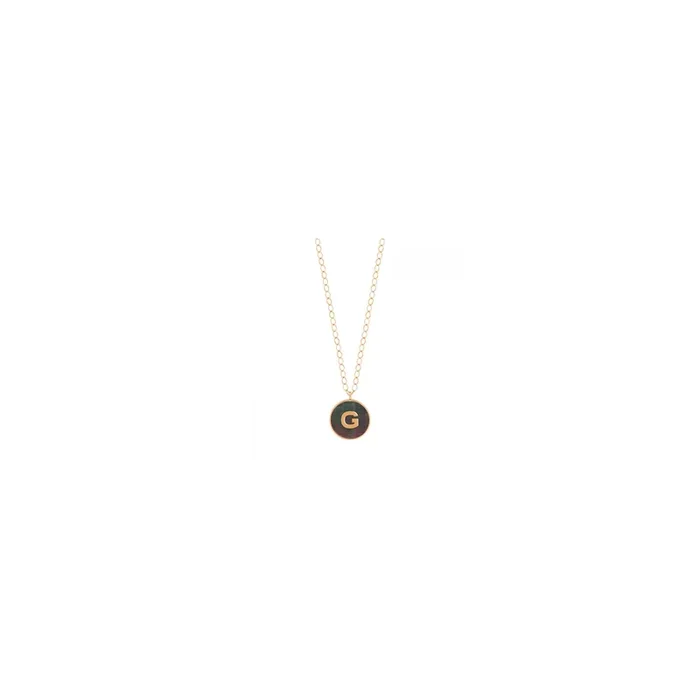 Ginette NY Jumbo Initial Ever G necklace rose gold black mother-of-pearl | LEPAGE