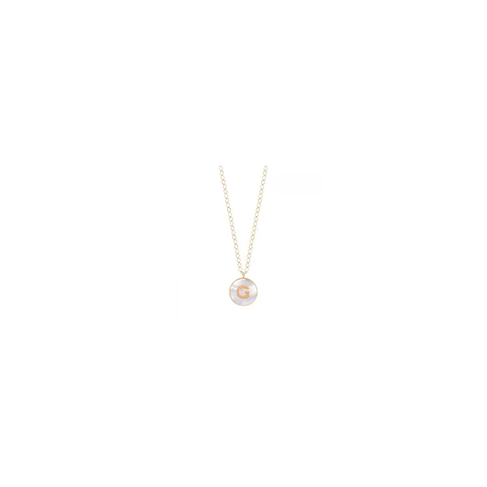 Ginette NY Jumbo Initial Ever G necklace rose gold white mother-of-pearl | LEPAGE