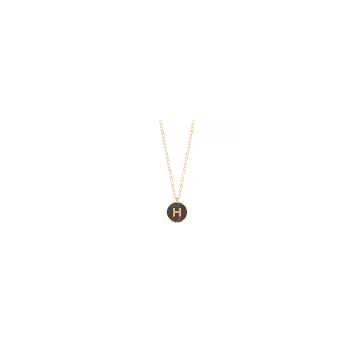 Ginette NY Jumbo Initial Ever H necklace rose gold black mother-of-pearl | LEPAGE