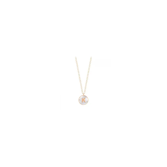 Ginette NY Jumbo Initial Ever K necklace rose gold white mother-of-pearl | LEPAGE