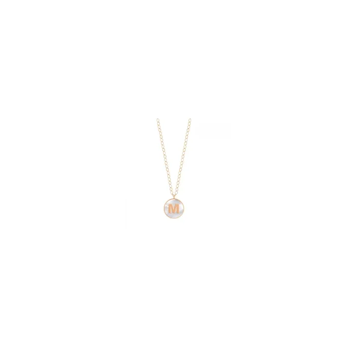 Ginette NY Jumbo Initial Ever M necklace rose gold white mother-of-pearl | LEPAGE