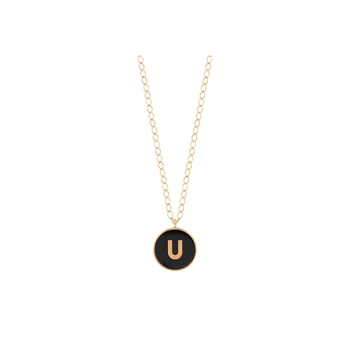 Ginette NY Jumbo Initial Ever U Necklace in Rose Gold and Onyx – Lepage