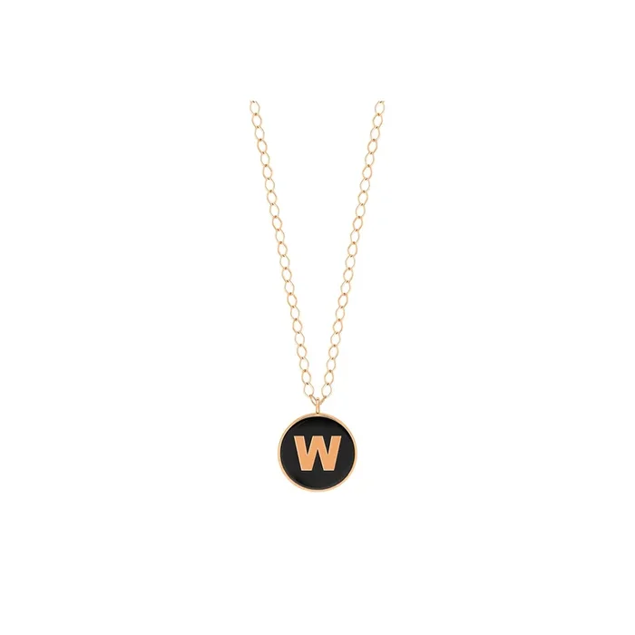 Ginette NY Jumbo Initial Ever W Necklace in Rose Gold and Onyx – Lepage