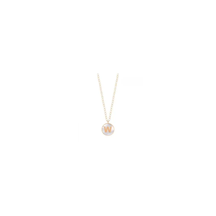 Ginette NY Jumbo Initial Ever W necklace rose gold white mother-of-pearl | LEPAGE