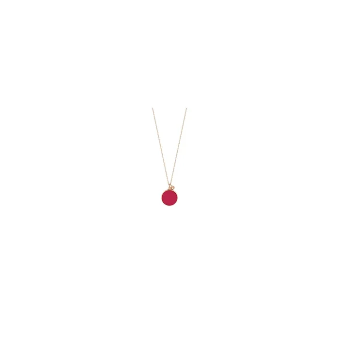 Ginette NY Maria Disc necklace in pink gold and coral, gold jewelry – Lepage