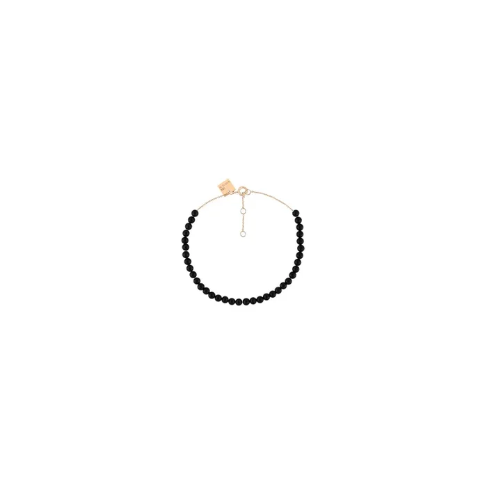 Ginette NY Maria Mini Bead bracelet in pink gold and onyx BMA01O – Lepage