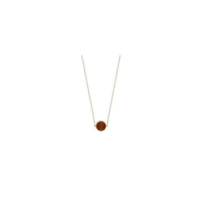 Ginette NY Mini Ever necklace in pink gold and tiger eye EVETE3 – Lepage