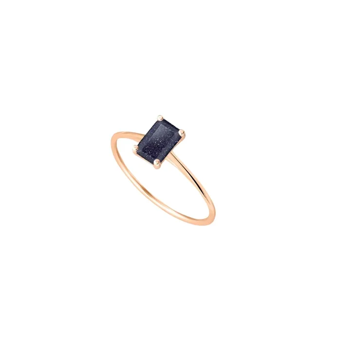 Ginette NY mini Midnight ring in rose gold and blue sandstone | Lepage