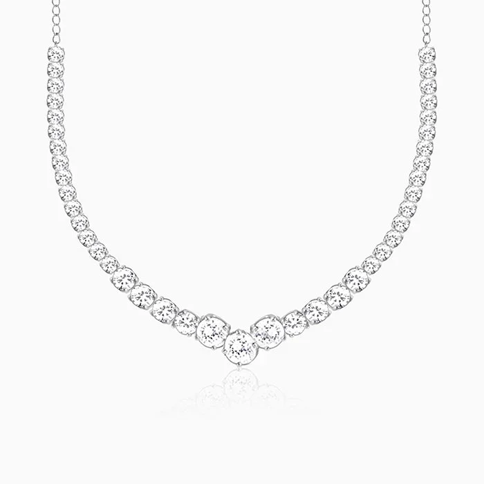 GIVA Silver Classic Zirconia Necklace
