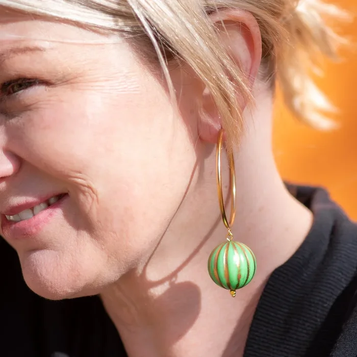 Global Green & Gold Hoop Earrings