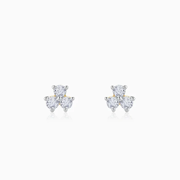 Gold Clover Lab Grown Diamond Stud Earrings