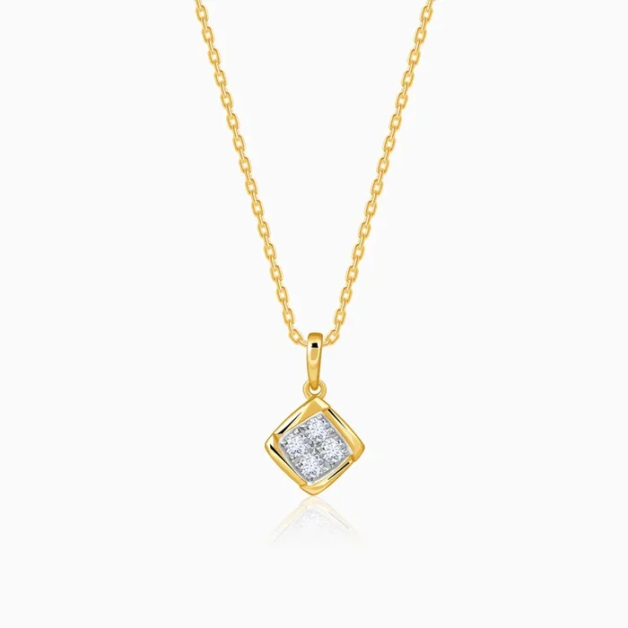 Gold Crystal Edge Lab Grown Diamond Pendant