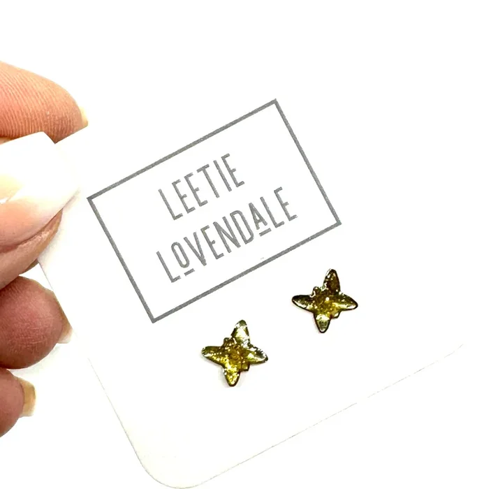 Gold Glitter Butterfly Studs – Little Deadstock Vintage Enamel Stud Earrings