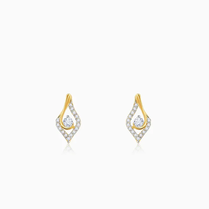 Gold Leaflet Sparkle Lab Grown Diamond Studs