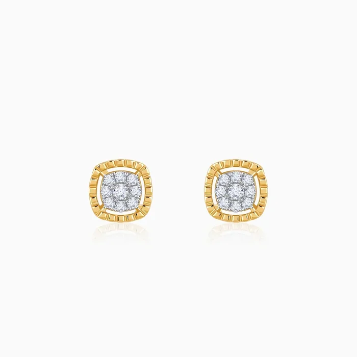 Gold Lovely Square Lab Grown Diamond Studs