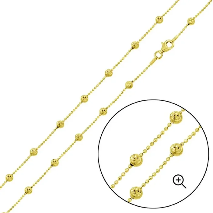 Gold Plated 925 Sterling Silver Alternating Wave Design DC Bead 004 Chains 3.8mm – CH551 GP