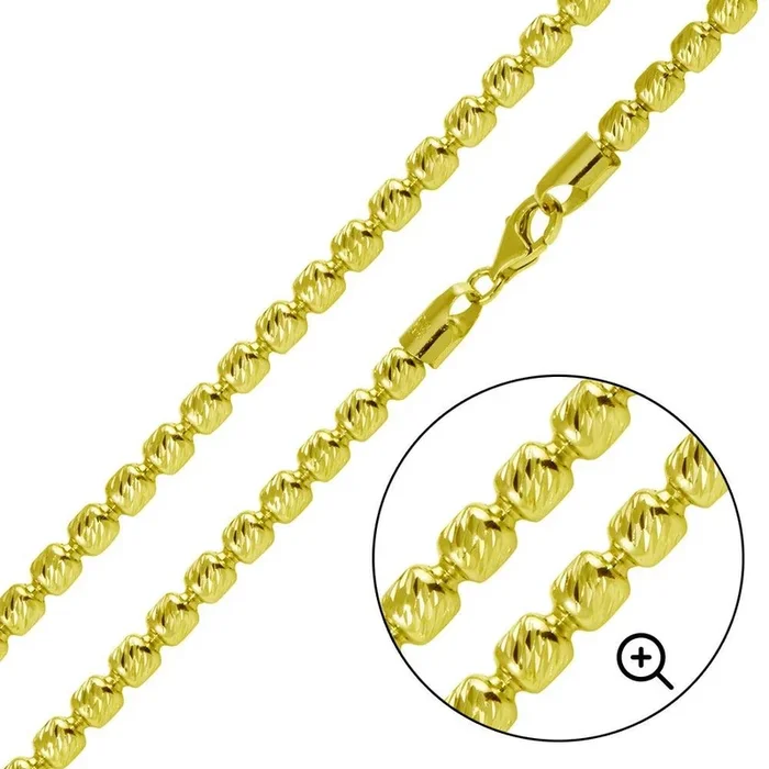 Gold Plated 925 Sterling Silver Barrel Slash Chain 5mm – CH539 GP