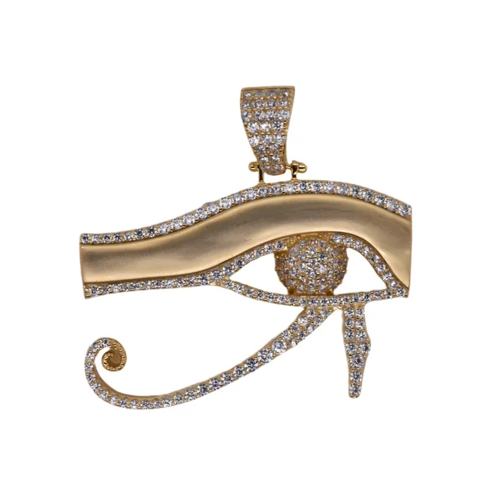 Gold Plated 925 Sterling Silver CZ Eye Of Horus Hip Hop Pendant – SLP00004GP