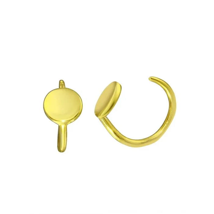 Gold Plated 925 Sterling Silver Disc Semi-Hoop Earring – STE01315GP