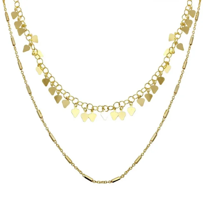 Gold Plated 925 Sterling Silver Double Chain Confetti Necklace – ECN00047GP