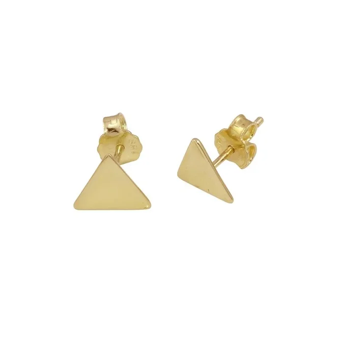 Gold Plated 925 Sterling Silver Flat Triangle Stud Earrings – SOE00009