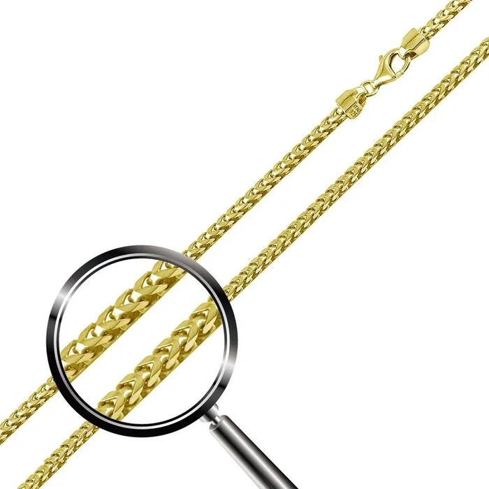 Gold Plated 925 Sterling Silver Franco Chain or Bracelet 2.2mm – CH337C GP