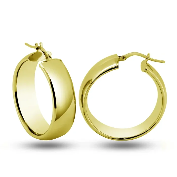 Gold Plated 925 Sterling Silver Half Round Puffed Tube Hoop Earring – ARE00035GP