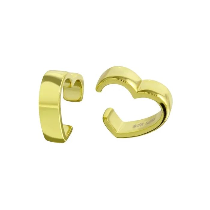 Gold Plated 925 Sterling Silver Heart Cuff Earring – STE01295-GP