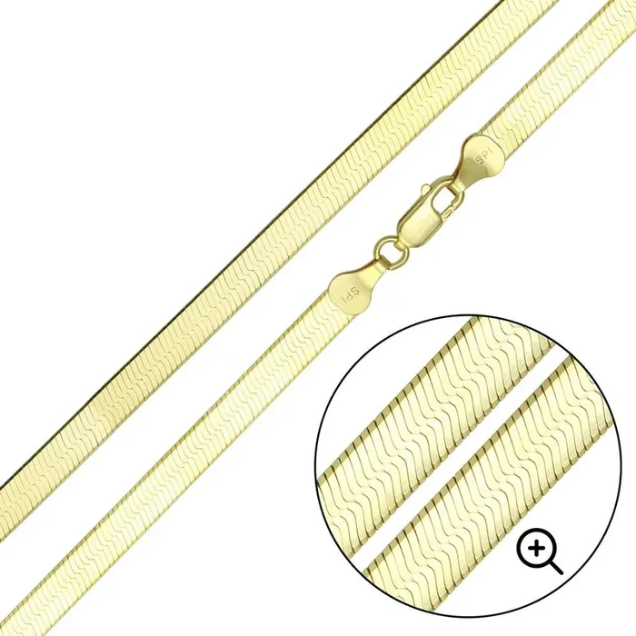 Gold Plated 925 Sterling Silver Herring Bone 040 Chain or Bracelet 3.4mm – CH383 GP