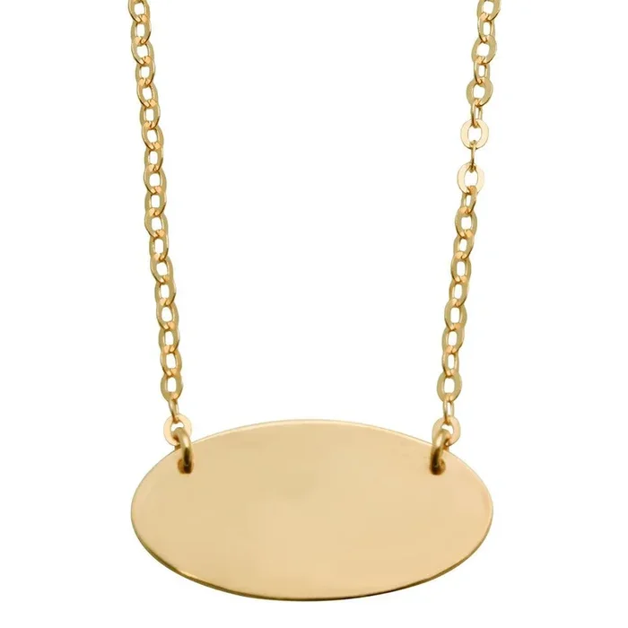 Gold Plated 925 Sterling Silver Medium Oval Disc Necklace – DIN00032GP
