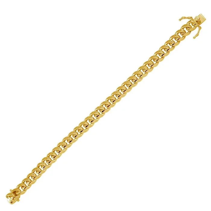 Gold Plated 925 Sterling Silver Miami Curb Bracelet 9mm – CH443 GP BR